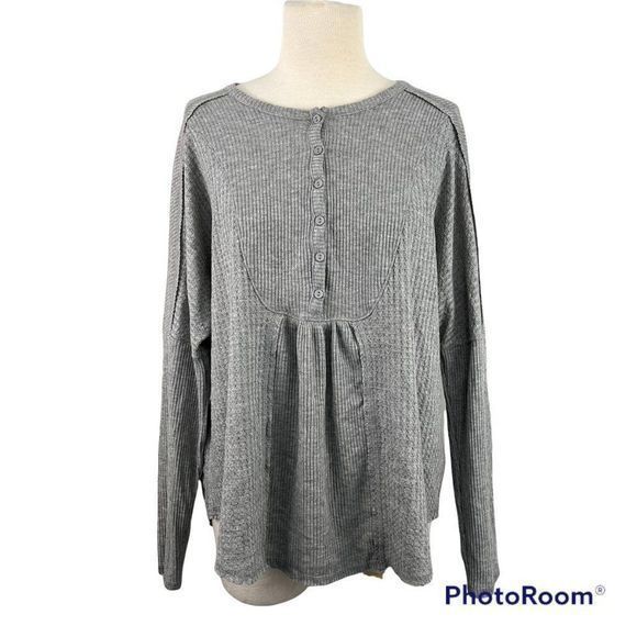NWT GIBSON LOOK‎ Grey Baby Doll Long Sleeve Shirt (S) - Picture 7 of 7